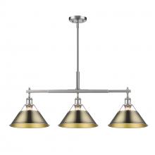  3306-LP PW-AB - Orwell 3-Light Linear Pendant in Pewter with Aged Brass